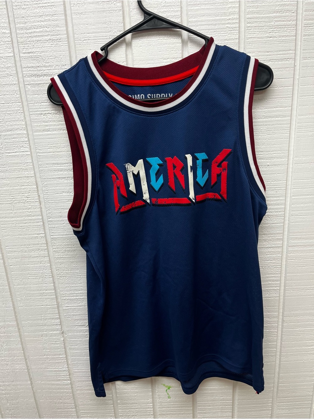 Mossimo Men’s Medium America Tank Top Jersey Sleeveless Red White Blue USA